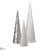 Sequin, Fur Cone Topiary - White Silver - Pack of 2