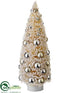 Silk Plants Direct Glittered Christmas Tree Ornament - Silver Champagne - Pack of 6