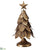 Metal Leaf Tree With Star - Gold Antique - Pack of 1