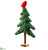Cardinal on Christmas Tree Table Top - Green Red - Pack of 4