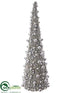 Silk Plants Direct Beaded Cone Topiary - Silver - Pack of 2