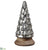 Glass Tree With Wood Base - Silver - Pack of 2