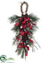 Silk Plants Direct Snowed Berry, Pine Cone, Berry, Pine Swag - Red Snow - Pack of 2