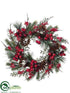 Silk Plants Direct Snowed Berry, Pine Cone, Berry, Pine Wreath - Red Snow - Pack of 2