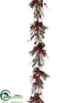 Silk Plants Direct Snowed Berry, Pine Cone, Berry, Pine Garland - Red Snow - Pack of 2