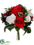 Silk Plants Direct Rose, Holly, Berry Bouquet - Red White - Pack of 12