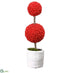 Silk Plants Direct Berry Double-Ball Topiary - Red - Pack of 2