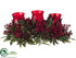 Silk Plants Direct Berry, Cone, Pine Centerpiece - Red - Pack of 1