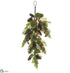 Silk Plants Direct Juniper, Pine Cone, Berry Door Swag - Red Green - Pack of 4