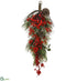 Silk Plants Direct Berry, Rosehip, Pine Door Swag - Red Brown - Pack of 2