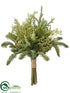 Silk Plants Direct Sedum, Juniper, Noble Fir Bouquet - Green - Pack of 4