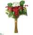 Silk Plants Direct Apple, Rose, Berry, Pine Bouquet - Red Green - Pack of 4