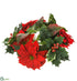 Silk Plants Direct Velvet Poinsettia, Holly, Plastic Berry Candle Ring - Red Green - Pack of 12