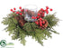 Silk Plants Direct Cedar, Berry, Pine Cone Centerpiece - Red Green - Pack of 2