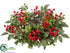 Silk Plants Direct Boxwood, Berry Centerpiece - Red Green - Pack of 2