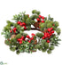 Silk Plants Direct Berry, Pine Cone, Pine Candle Ring - Red Green - Pack of 4