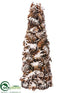 Silk Plants Direct Pine Cone, Pod Cone Topiary - Brown Snow - Pack of 4
