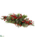 Silk Plants Direct Berry, Rosehip, Pine Centerpiece on Wood Pedestal - Red Brown - Pack of 2