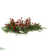 Silk Plants Direct Berry, Cedar Centerpiece With Glass Hurricane - Red Green - Pack of 4