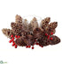 Silk Plants Direct Plastic Pine Cone, Berry Centerpiece With Glass Candleholder - Brown Red - Pack of 2