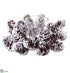 Silk Plants Direct Snowed Plastic Pine Cone Centerpiece With Glass Hurricane - Brown White - Pack of 2