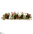 Snowball, Berry, Pine Cone Centerpiece on Wood Pedestal - Green Red - Pack of 1