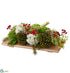 Silk Plants Direct Snowball, Berry, Pine Cone Centerpiece on Wood Pedestal - Green Red - Pack of 1