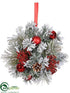 Silk Plants Direct Snowed Pine, Cone, Berry Kissing Ball - Red Snow - Pack of 6