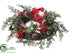 Silk Plants Direct Snow Rose, Pine Cone, Cedar Candle Ring Centerpiece - Burgundy - Pack of 2