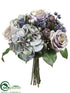 Silk Plants Direct Hydrangea, Rose, Pine Cone, Skimmia Bouquet - Blue Gray - Pack of 4