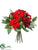 Velvet Rose, Skimmia Bouquet - Burgundy Red - Pack of 6
