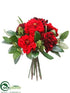 Silk Plants Direct Velvet Rose, Skimmia Bouquet - Burgundy Red - Pack of 6