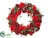 Velvet Rose, Skimmia Wreath - Red - Pack of 1