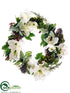 Silk Plants Direct Amaryllis, Pine Cone Wreath - White Green - Pack of 1