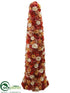 Silk Plants Direct Glitter Rose Cone Topiary - Talisman Apricot - Pack of 1