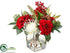Silk Plants Direct Rose, Protea, Skimmia - Red White - Pack of 2