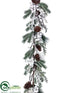 Silk Plants Direct Rose Hip, Pine Cone, Pine Garland - White Brown - Pack of 2