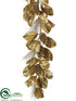 Silk Plants Direct Glittered Magnolia Leaf, Pine Cone, Long Need Pine Garland - Gold - Pack of 2