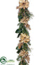Silk Plants Direct Poinsettia, Twig, Pine Garland - Gold Green - Pack of 2