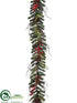 Silk Plants Direct Pine, Cone, Berry Garland - Green Red - Pack of 2