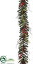 Silk Plants Direct Pine, Cone, Berry Garland - Green Red - Pack of 2