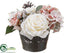 Silk Plants Direct Snowed Hydrangea, Rose, Pine Cone - Snow - Pack of 4