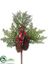 Silk Plants Direct Cedar, Berry, Pine Cone Pick - Red Green - Pack of 12