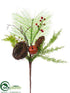 Silk Plants Direct Bird's Nest, Bell, Pine Pick - Brown Red - Pack of 12