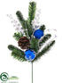 Silk Plants Direct Pine Cone, Ball, Pine Pick - Blue Brown - Pack of 12
