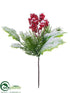 Silk Plants Direct Berry, Pine Pick - Snow Red - Pack of 36