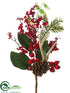 Silk Plants Direct Berry, Pine Cone, Antler, Pine Pick - Red Brown - Pack of 6