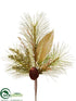 Silk Plants Direct Long Needle Pine, Magnolia Leaf, Pine Cone Pick - Brown Green - Pack of 6