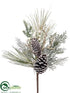 Silk Plants Direct Pine Cone, Berry, Pine Pick - Brown Green - Pack of 12