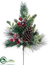 Silk Plants Direct Pine, Cone, Red Berry, Holly Spray - Red Brown - Pack of 12